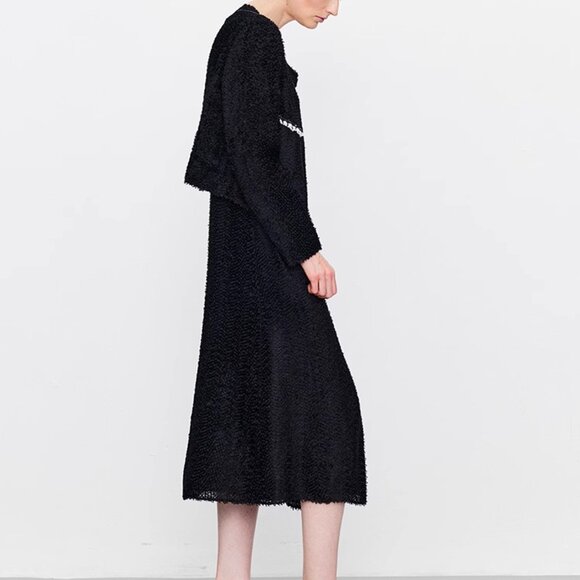 Luxury Silk-Blend Jacquard Dress | Dark Floral Night Sky Black | Size M - Picture 10 of 16